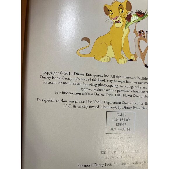 Disney The Lion King Book Special Edition Kohls Cares Ages 3 & Up - Picture 2 of 13